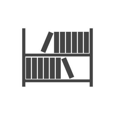 Rafta duran kitapların vektör görüntüsü. Beyaz izole arkaplanda vektör simgesi. Kolayca düzenlemek için katmanlar gruplandırıldı. Tasarımın için..