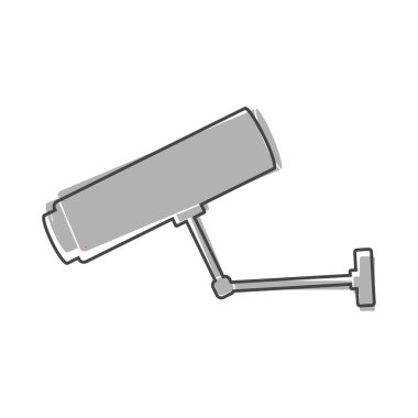 Vektör Simgesi Güvenlik Kamerası. Beyaz izole edilmiş arka planda güvenlik kamerası çizgi filmi tarzı. Kolayca düzenlemek için katmanlar gruplandırıldı. Tasarımın için..