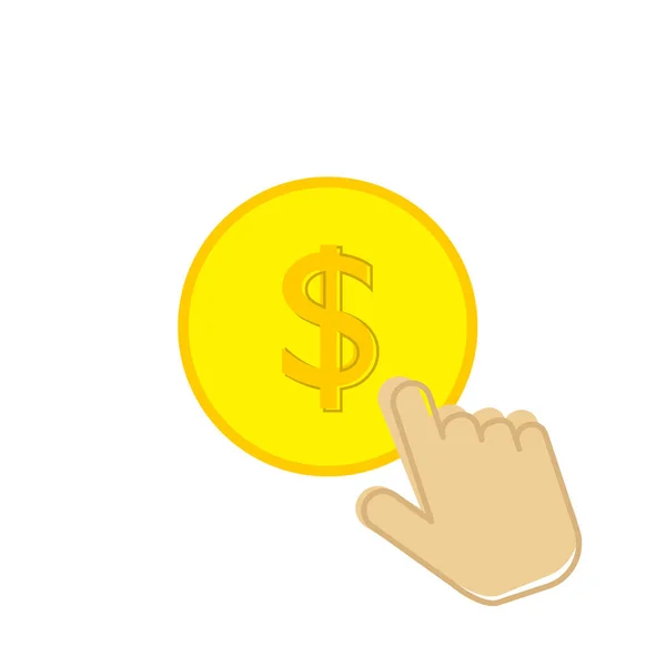 Ícone Moeda Dólar Vetorial Ícone Cursor Mão Ganhos Por Clique —  Vetores de Stock