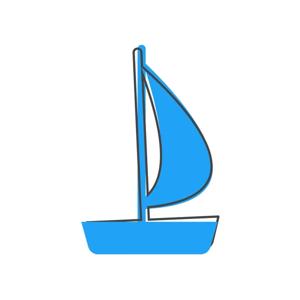 Vectorafbeelding Van Een Zeeschip Schip Zeilboot Icon Cartoon Stijl Witte — Stockvector