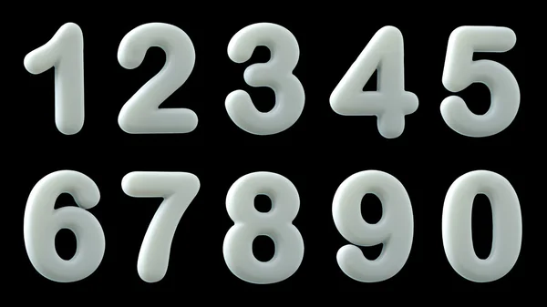 White glossy numbers,  3d illustration — Stock Photo, Image