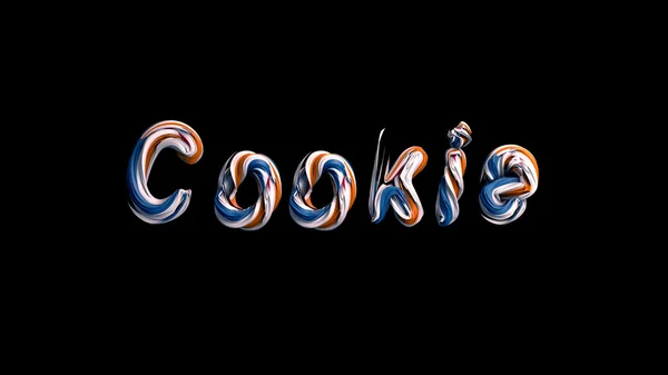 Cookie word made of abstract coloured air cream, 3d illustration — Stock Photo, Image