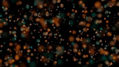 Soyut bokeh arka plan, sıcak noktalar, 3d render mavi, yeşil ve turuncu ışıklar hareketli