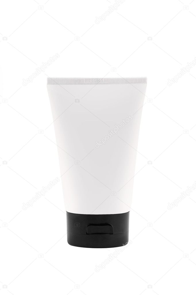 Cream with moisturising effect in white bottle with copy space, 