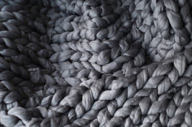 Örme gri battaniye, Merinos yün arka plan Close-Up