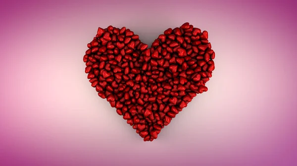 Srdce od cukroví v podobě srdce 3d ilustrace — Stock fotografie
