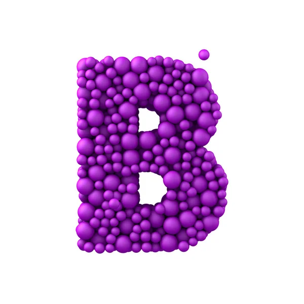 Lettre B faite de perles en plastique, bulles violettes, rendu 3d — Photo
