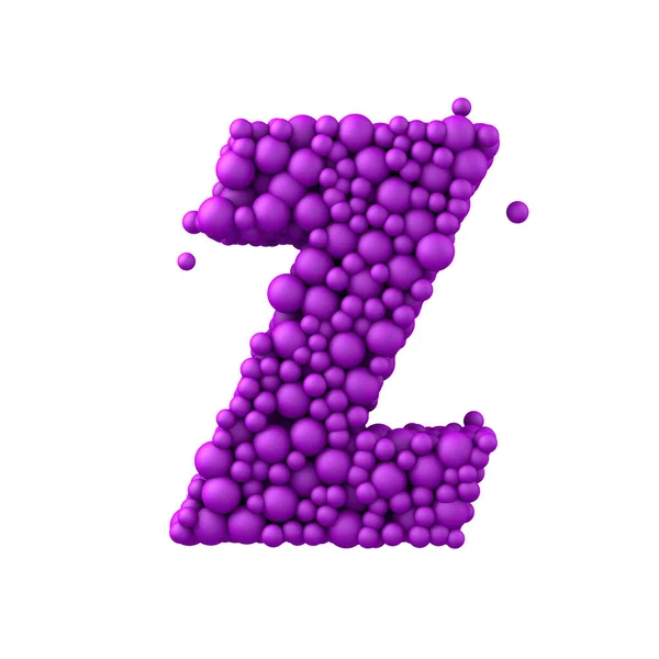 Huruf Z terbuat dari manik-manik plastik, gelembung ungu, 3d render — Stok Foto