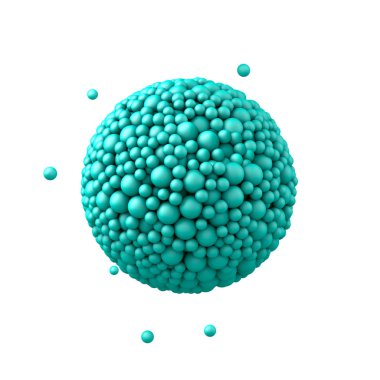 Plastik boncuk, mavi Balonlar, 3d render, izole küre yaptı 