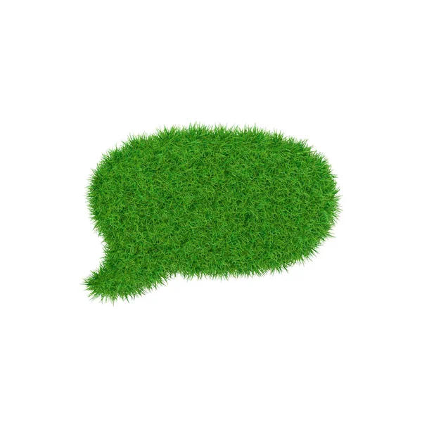 Símbolo verde da bolha de fala feita de grama, conceito de ecologia, renderização 3d — Fotografia de Stock
