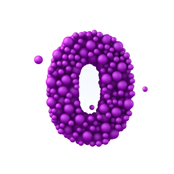 Numer 0 z plastikowych koralików, fioletowy pęcherzyki — Zdjęcie stockowe