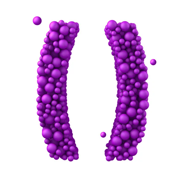 Simboli () fatti di perline di plastica, bolle viola, isolati su w — Foto Stock