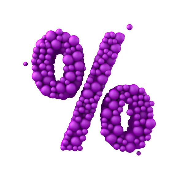 符号 %由塑料珠，紫色泡沫 — 图库照片
