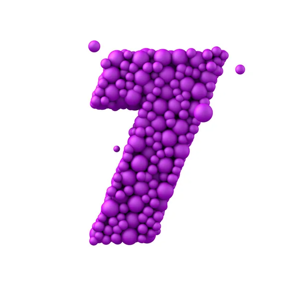 Number 7 made of plastic beads, purple bubbles — Stock Photo, Image