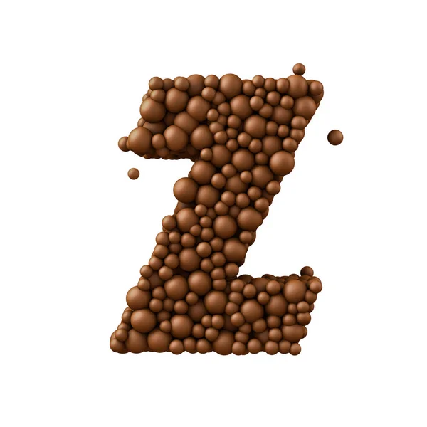 Letter Z made of chocolate bubbles, milk chocolate concept, 3d i — Stock Photo, Image