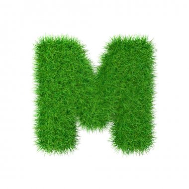 Çim harf M beyaz izole 3d çizim