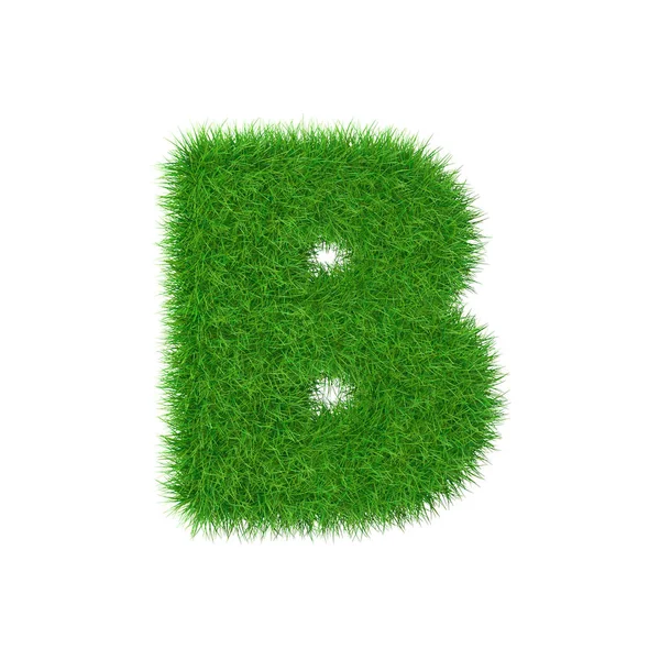Letra de hierba B aislada en blanco, ilustración 3d — Foto de Stock