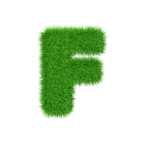 Gras letter F geïsoleerd op wit, 3d illustratie — Stockfoto