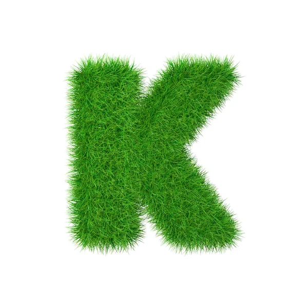 Letra de hierba K aislada en blanco, ilustración 3d —  Fotos de Stock