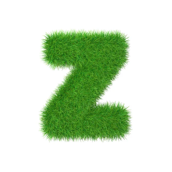 Grass letter Z isolated on white, 3d illustration — Stock Photo, Image