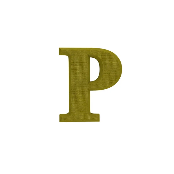 Letter P gemaakt van doek, weefsel textuur, 3d illustratie — Stockfoto