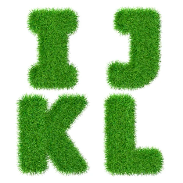 Буквы I J K L, выделенные на белом, экологическая концепция, 3d иллюстрации — стоковое фото