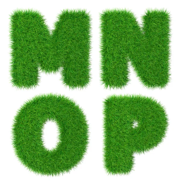 M N O P izole beyaz, ekoloji kavramı, 3d illustrat mektuplar