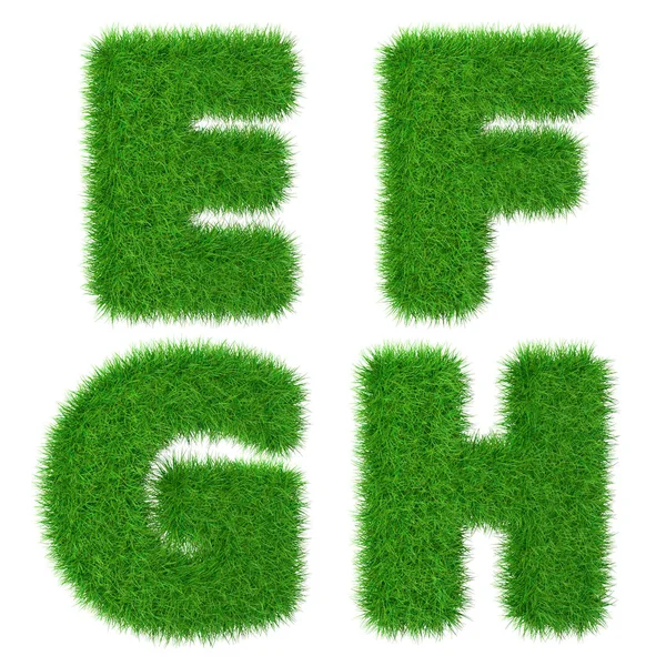 Harf E F G H izole beyaz, ekoloji kavramı, 3d illustra