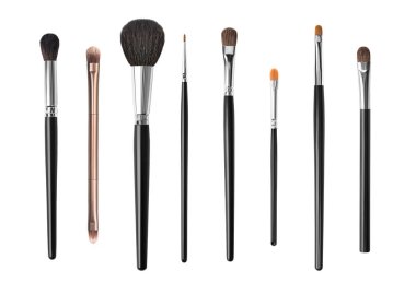 Makyaj fırçaları, üzerinde beyaz izole kümesi