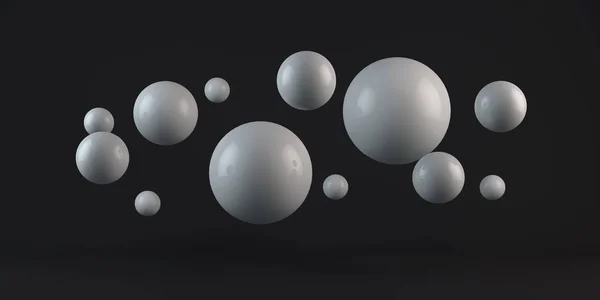 Negro bolas 3d fondo, ilustración 3d — Foto de Stock