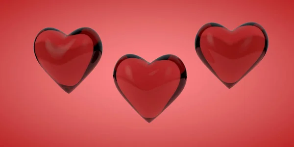 Renderowania 3D - słodkie piękne serca na białym tle — Zdjęcie stockowe