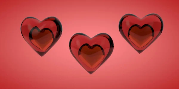 Renderowania 3D - słodkie piękne serca na białym tle — Zdjęcie stockowe