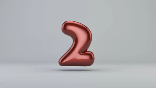 Farby błyszczące numer 2. 3D renderowania czcionek bańki z błyskiem — Zdjęcie stockowe