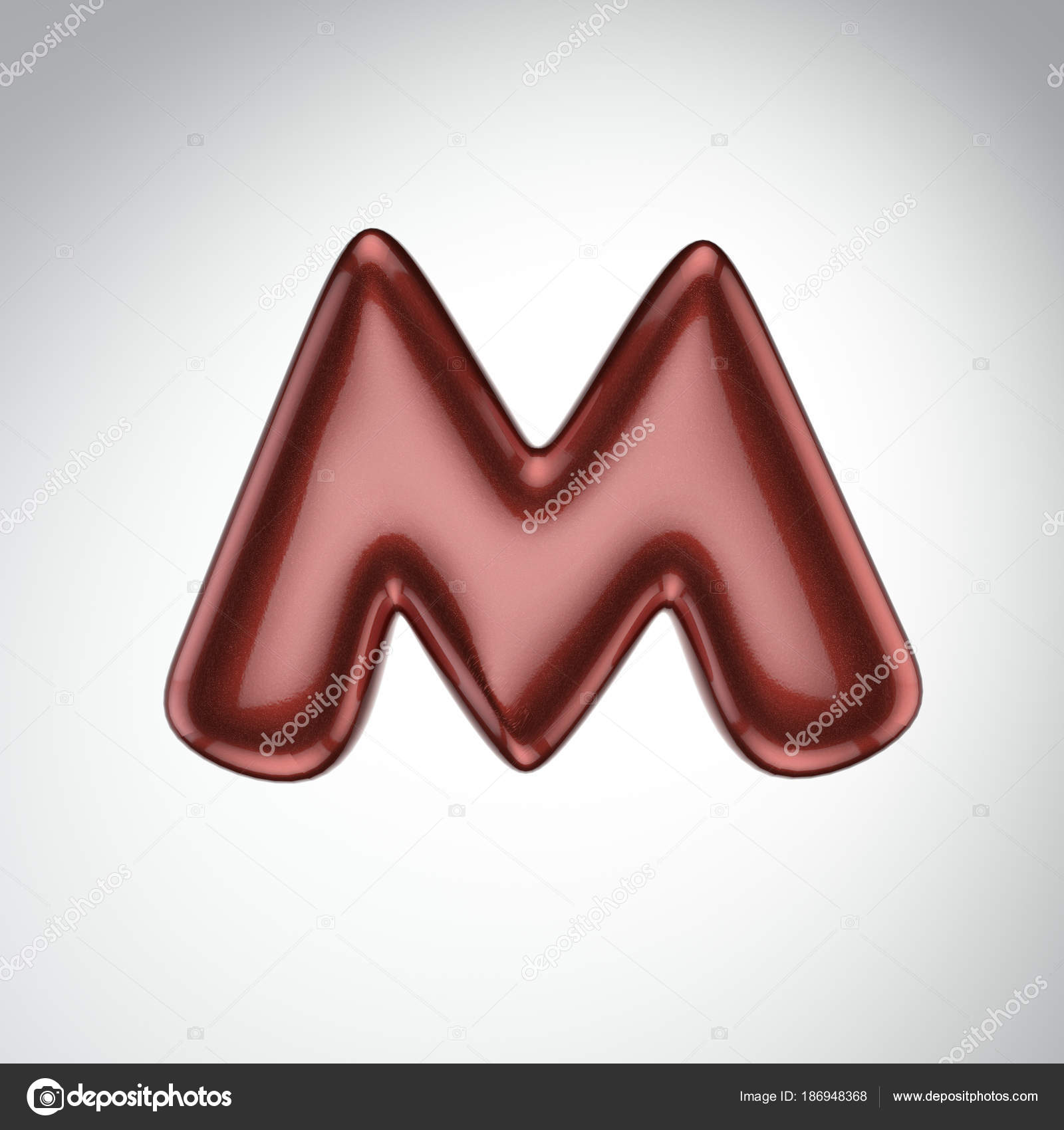 Glossy Paint Letter M 3d Render Of Bubble Font With Glint Isola