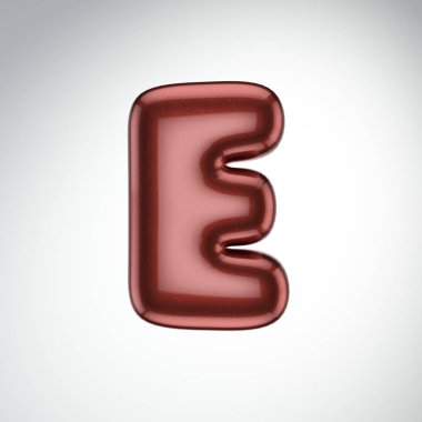 Parlak boya ışıltı Isola fontla kabarcık mektup E. 3d render