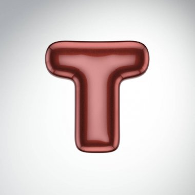 Kabarcık yazı tipiyle ışıltı Isola parlak boya harf T. 3d render