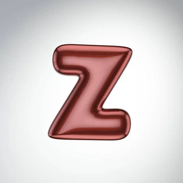 Glossy paint letter Z. 3D render of bubble font with glint isola — Stock Photo, Image