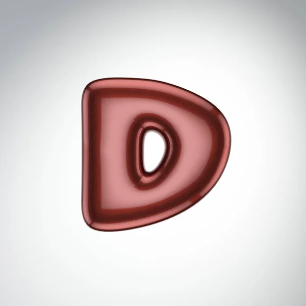 Блестящая краска буква D. 3D рендеринг шрифта пузыря с блестящими изолой — стоковое фото