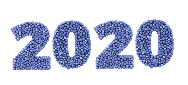 2020 Year Number Text on White Background 3D text with ball 3D — ストック写真