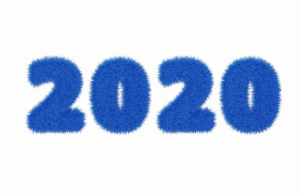 Feliz Año Nuevo 2020. Vacaciones año nuevo figuras azules aisladas sobre fondo blanco. 3d renderizar — Foto de Stock