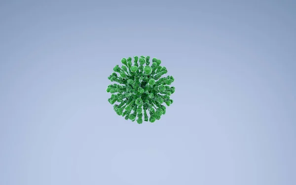 Estrutura celular de coronavírus mostrando genoma de RNA de fita única e vírus de microscópio de pico de perto. Renderização 3d . — Fotografia de Stock