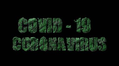 Koyu arkaplandaki Coronavirus yazıtları 3 boyutlu illüstrasyon