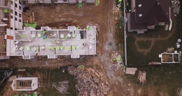 Légi Felvétel Egy Folyamatban Lévő Építkezésről Ipari Övezet Piszkos Utca — Stock videók