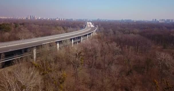 Flight Motorway Construction Site Passing Picturesque View Nature Forest — Stock Video