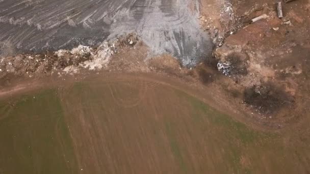Toprak Çevresel Felaket Inşaat Malzemeleri Işleniyor Kuş Bakışı Üst Görünüm — Stok video