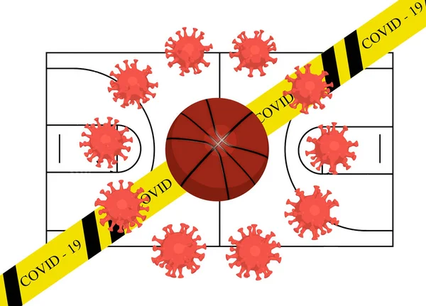 Inställd av spel och matcher basket, coronavirus, pandemi, isoleringsperiod Royaltyfria Stockfoton