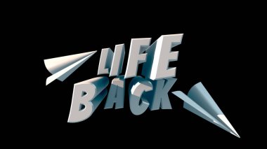 Beyaz yazıtlar, siyah arka planda kağıttan uçaklarla yaşam. Havayolları kilitlendikten sonra çalışır. 3B illüstrasyon