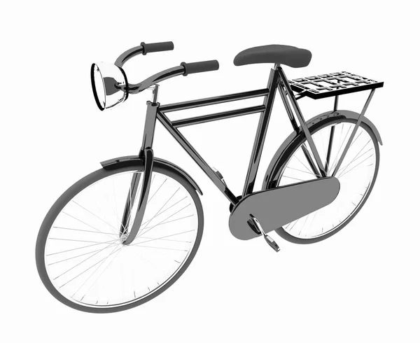 分離白の古典的な黒の自転車 — ストック写真