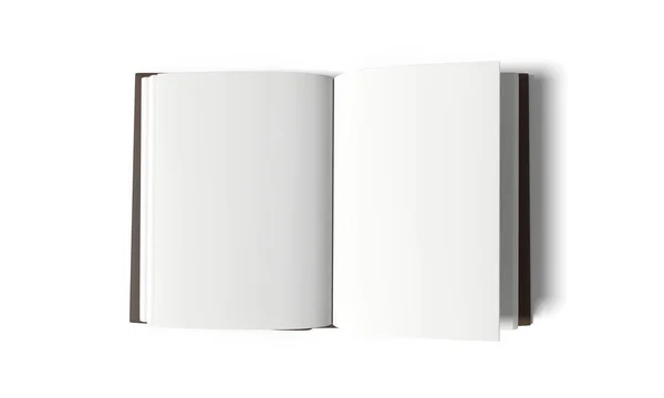 Libro blanco vacío sobre fondo blanco aislado en representación 3D —  Fotos de Stock