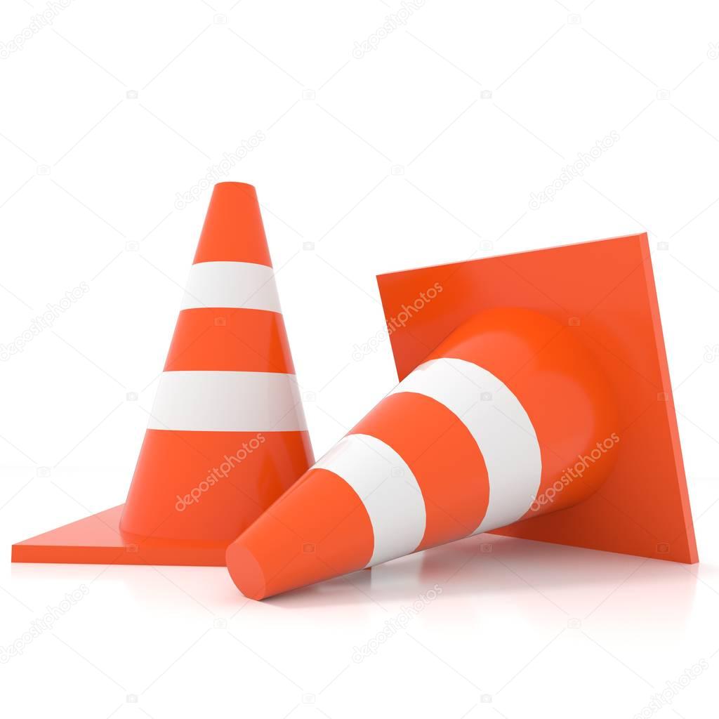 traffic cone isolated white in 3D rendering